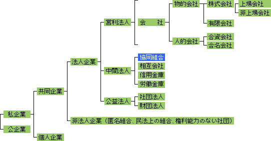 日本の企業形態の図